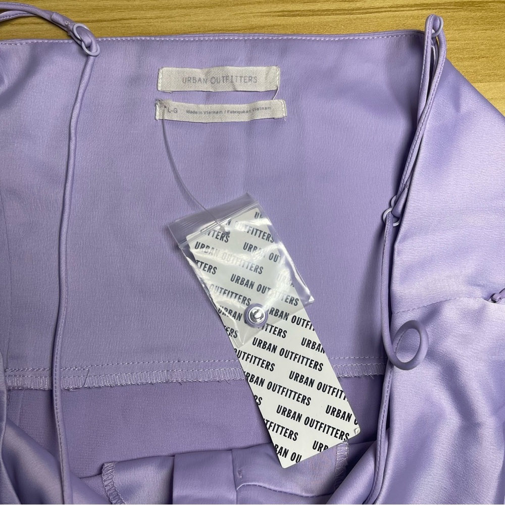 Urban Outfitters Lilac Padova Satin Button Front Mini Slip Dress size Large NWT - Picture 6 of 14